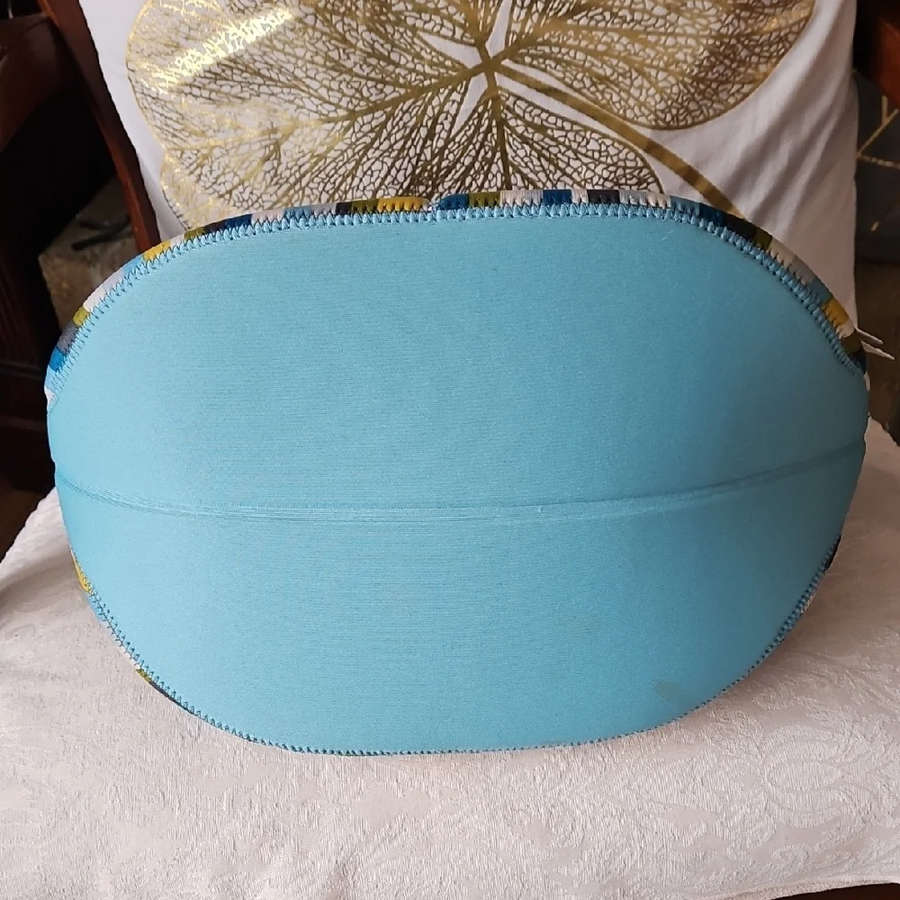 Blue and Yellow Oval Bag with Sturdy Handles
